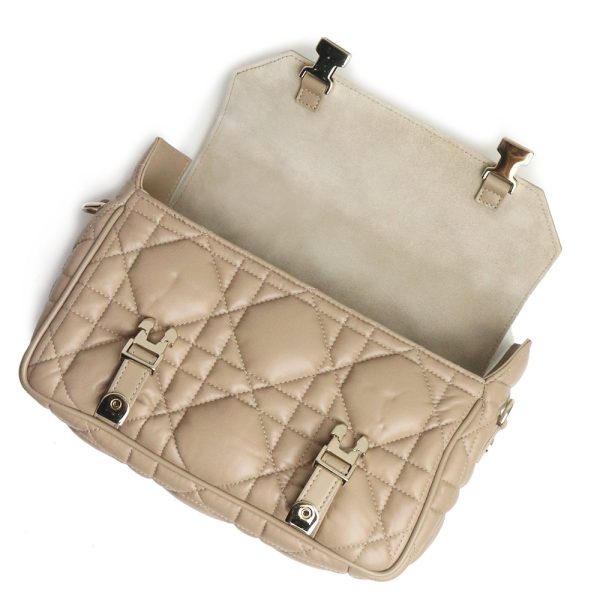 200012154019 3 Christian Dior Small Macrocanage Messenger Shoulder Bag Beige Gold