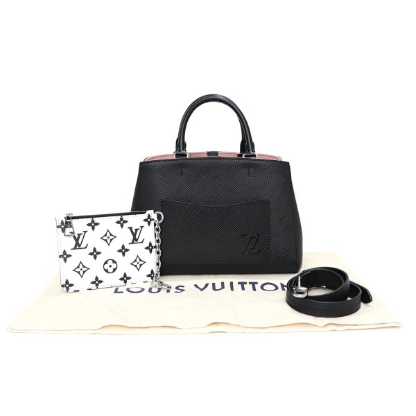 200012273019 2 Louis Vuitton Marel Tote BB Epi Grain Leather Noir Black Silver