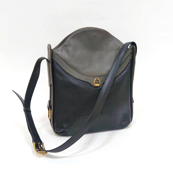 2000123255000007 1 Celine Shoulder Bag Vintage Black Gray Leather