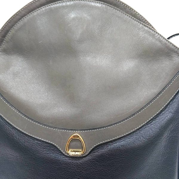 2000123255000007 6 Celine Shoulder Bag Vintage Black Gray Leather