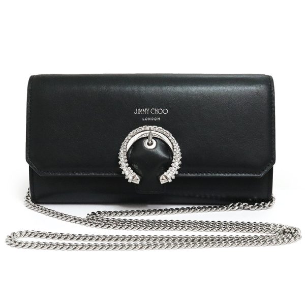 200012329019 Jimmy Choo Crystal Shoulder Chain Wallet Black