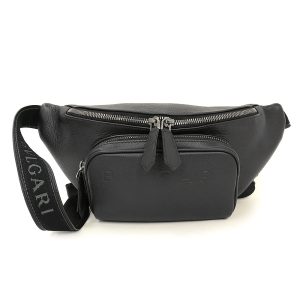200012384019 Bvlgari Shoulder Belt Body Waist Bag Leather Black