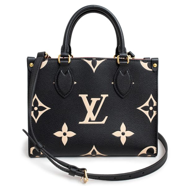 200012422019 Louis Vuitton On the Go PM Monogram Empreinte Shoulder Black Beige