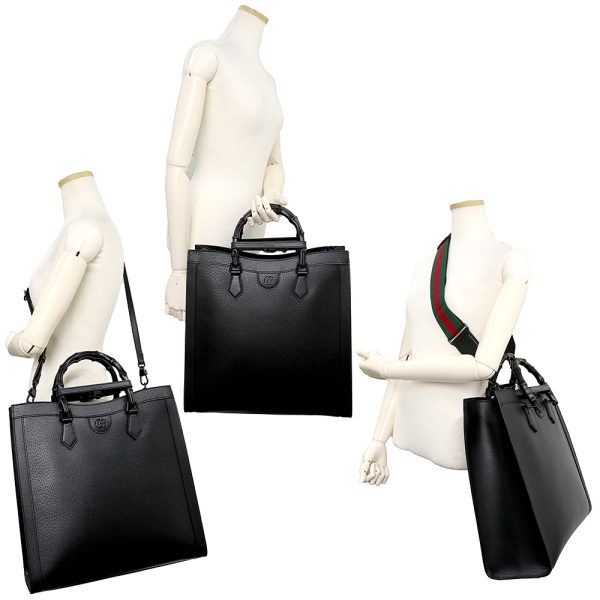 200012443019 8 Gucci Diana Large 3WAY Shoulder Tote Leather Bamboo Black Hardware