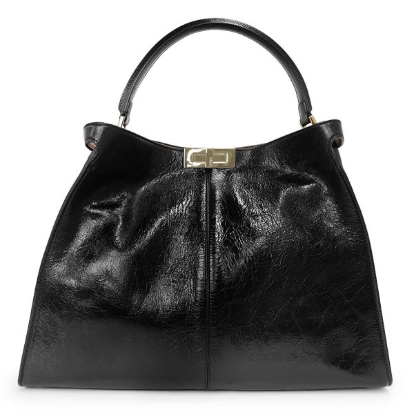 200012539019 Fendi Peekaboo X Rite Handbag Mink Leather Black
