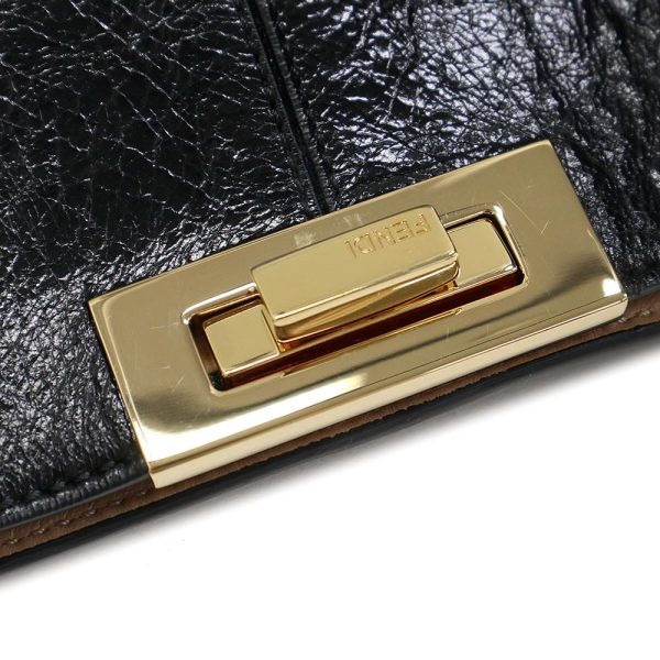 200012539019 11 Fendi Peekaboo X Rite Handbag Mink Leather Black