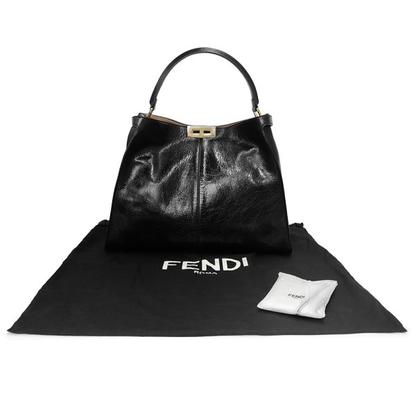 200012539019 2 Fendi Peekaboo X Rite Handbag Mink Leather Black