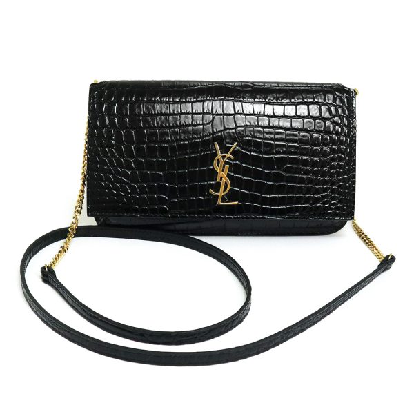 200012609019 Saint Laurent Monogram Chain Shoulder Leather Black