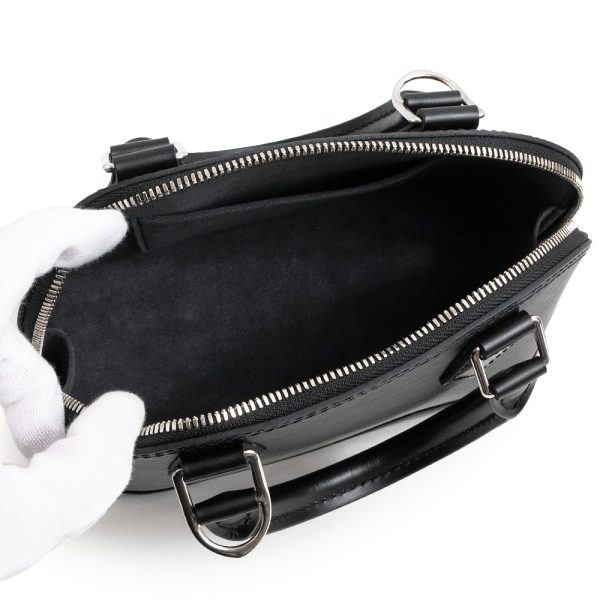 200012618019 3 Louis Vuitton Alma BB Shoulder Handbag Epi Leather Noir Silver