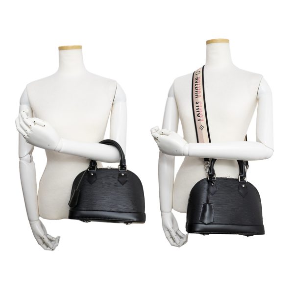 200012618019 8 Louis Vuitton Alma BB Shoulder Handbag Epi Leather Noir Silver
