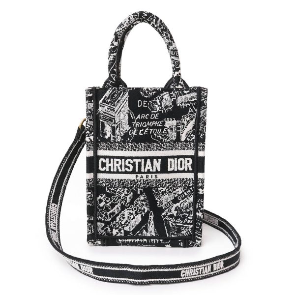 200012644019 Christian Dior Plan de Paris Book Tote Mini Phone Bag Cotton White