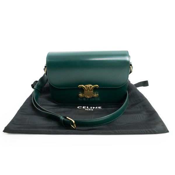 200012851019 2 Celine Classic Triomphe Shoulder Bag Shiny Calfskin Amazon Green Gold