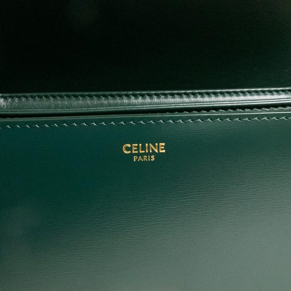 200012851019 9 Celine Classic Triomphe Shoulder Bag Shiny Calfskin Amazon Green Gold