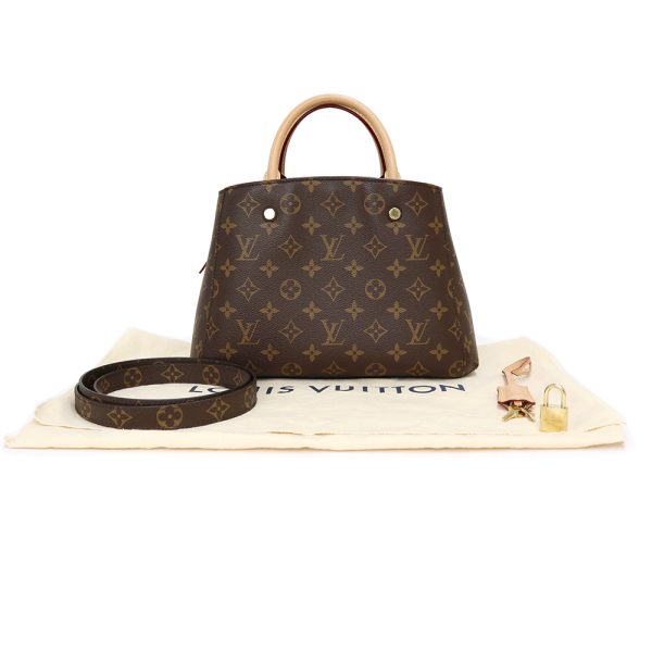 200012874019 2 Louis Vuitton Montaigne Shoulder Handbag Diagonal Monogram Brown Gold