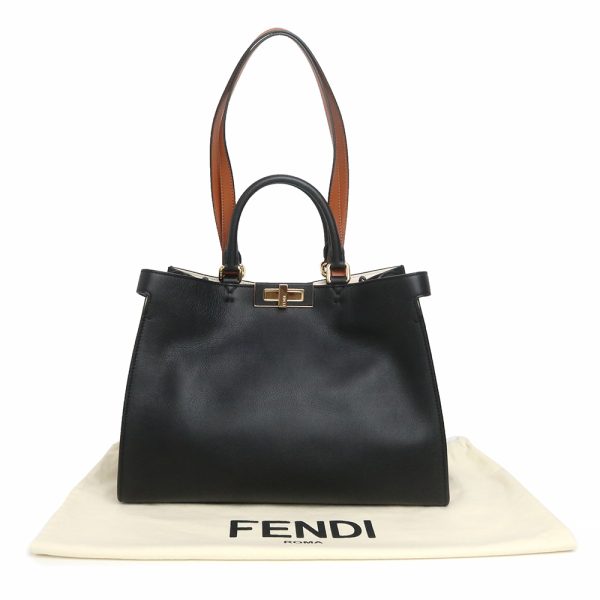 200012899019 2 Fendi Peekaboo X Tote Small Shoulder Handbag Calfskin Black
