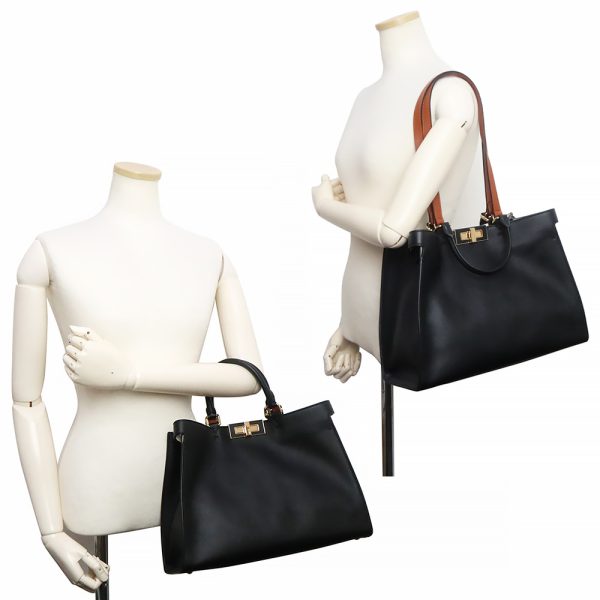 200012899019 8 Fendi Peekaboo X Tote Small Shoulder Handbag Calfskin Black