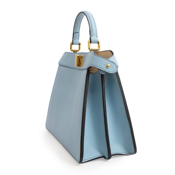 200012906019 5 Fendi Peekaboo Crossbody Calfskin Shoulder Handbag Light Blue Gold