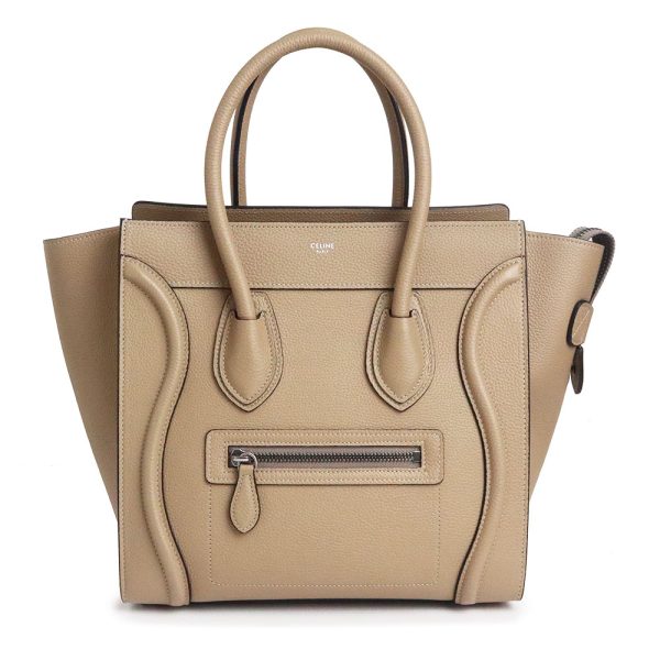 200012911019 Celine Luggage Micro Shopper Handbag Drummed Calf Leather Beige