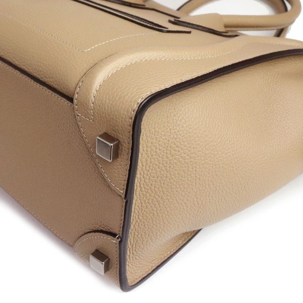 200012911019 10 Celine Luggage Micro Shopper Handbag Drummed Calf Leather Beige