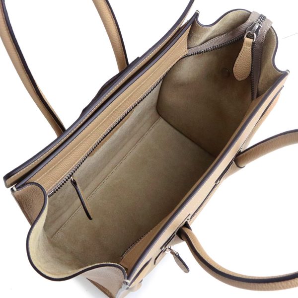 200012911019 3 Celine Luggage Micro Shopper Handbag Drummed Calf Leather Beige