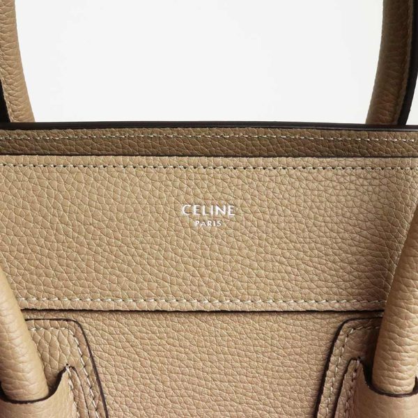 200012911019 9 Celine Luggage Micro Shopper Handbag Drummed Calf Leather Beige