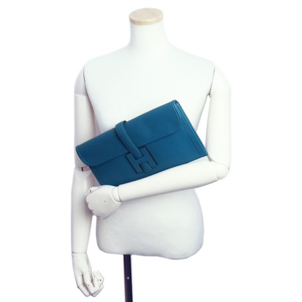 200012946019 8 Hermes Jige Elan 29 Second Clutch Bag Vaux Epson Leather Blue