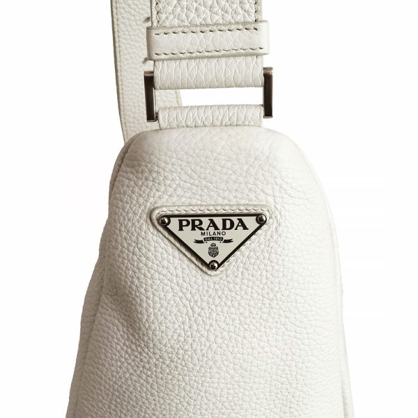 200012976019 10 Prada Triangle Logo Shoulder Bag VITELLO DAINO Leather Off White