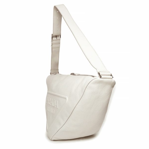 200012976019 4 Prada Triangle Logo Shoulder Bag VITELLO DAINO Leather Off White