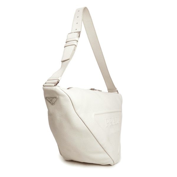 200012976019 5 Prada Triangle Logo Shoulder Bag VITELLO DAINO Leather Off White