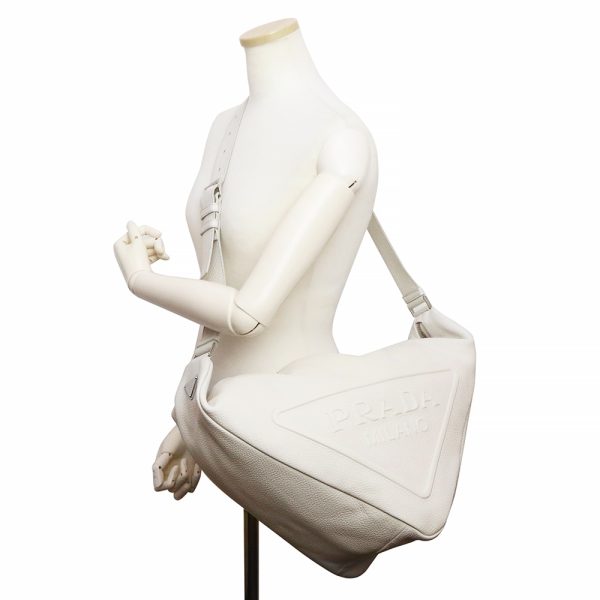 200012976019 8 Prada Triangle Logo Shoulder Bag VITELLO DAINO Leather Off White