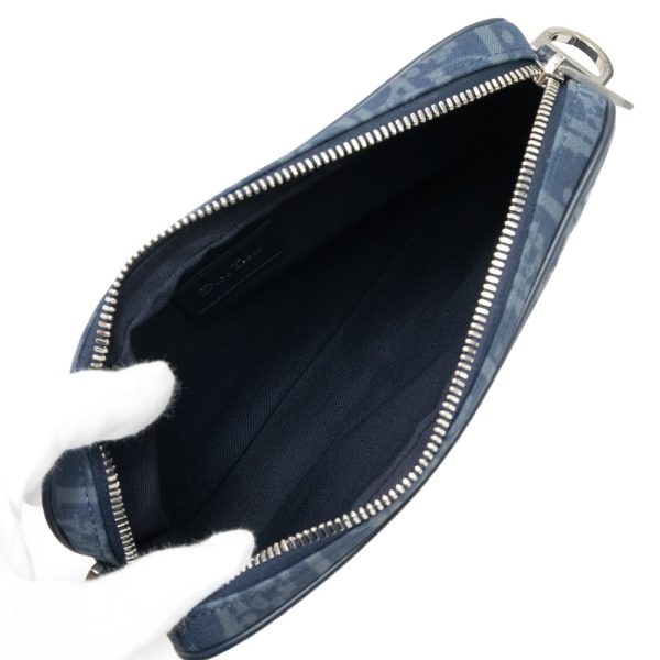 200012977019 3 Christian Dior Dior Tears Saddle Shoulder Bag Cotton Denim Navy Silver