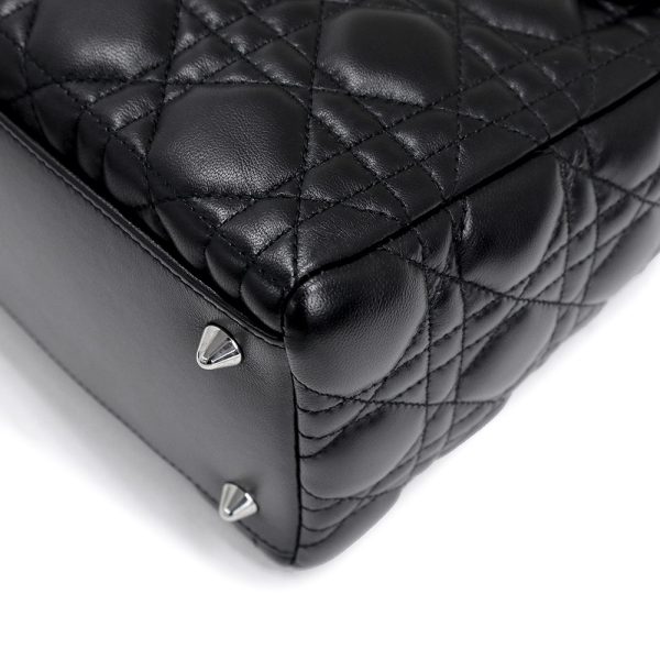 200013090019 10 Christian Dior Lady Dior Lambskin Leather Shoulder Handbag Black