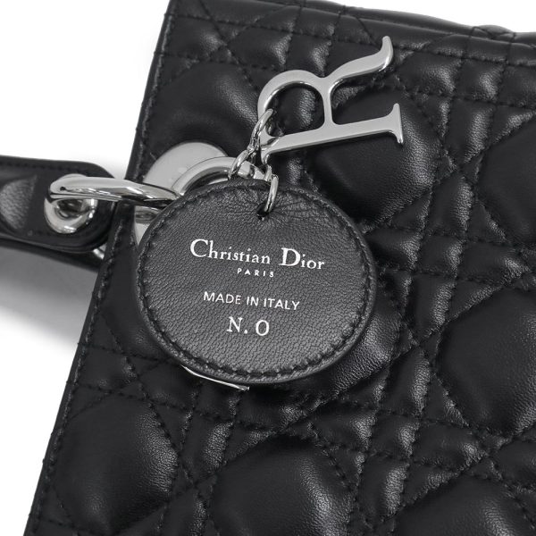 200013090019 12 Christian Dior Lady Dior Lambskin Leather Shoulder Handbag Black