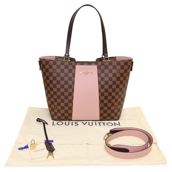 200013290019 2 Louis Vuitton Jersey Tote Bag Damier Magnolia Pink Brown