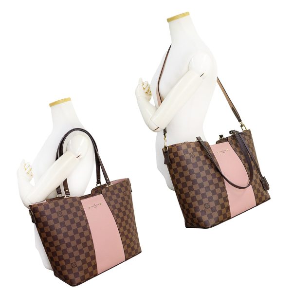200013290019 8 Louis Vuitton Jersey Tote Bag Damier Magnolia Pink Brown