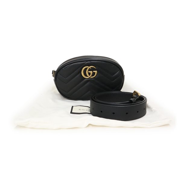 200013313019 2 Gucci GG Marmont Belt Body Bag Waist Pouch Black