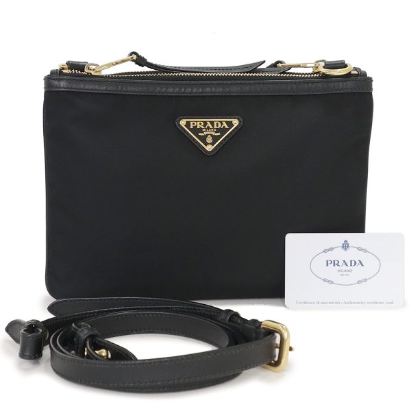 200013339019 2 Prada Triangular Plate Shoulder Bag Nero Black