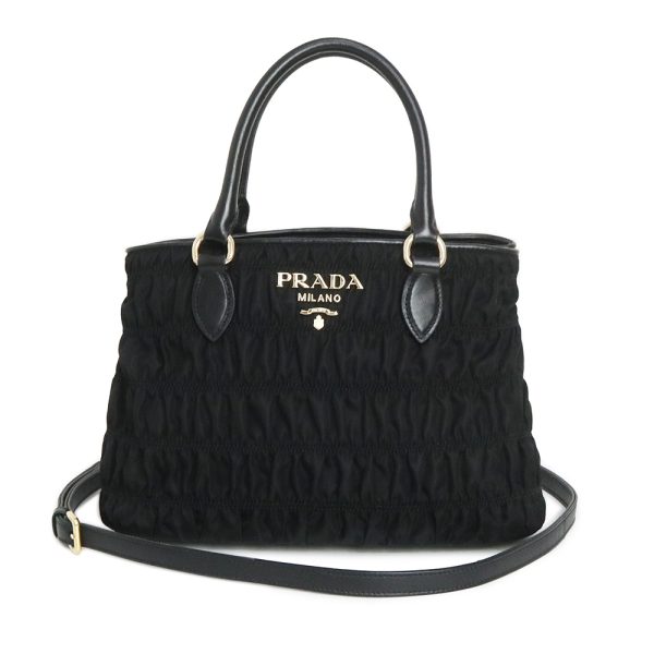 200013416019 Prada Shoulder Bag Tessuto Gaufre Nylon Leather Nero Black