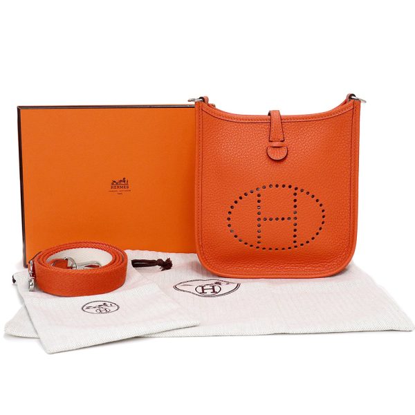 200013430019 2 Hermes Evelyn TPM 16 Taurillon Clemence Shoulder Bag Feu Orange