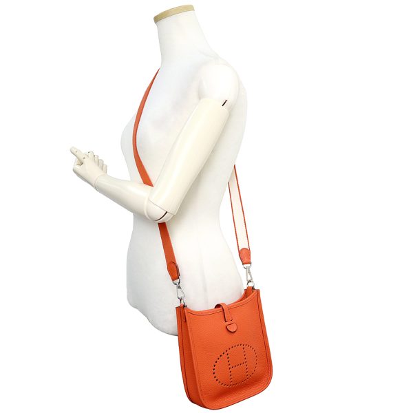 200013430019 8 Hermes Evelyn TPM 16 Taurillon Clemence Shoulder Bag Feu Orange