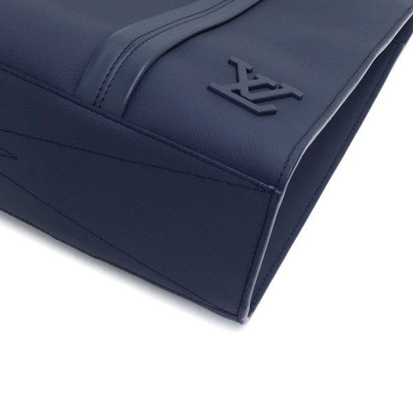 200013436019 10 Louis Vuitton LV Aerogram Takeoff Tote Bag Grain Calf Navy Blue Silver