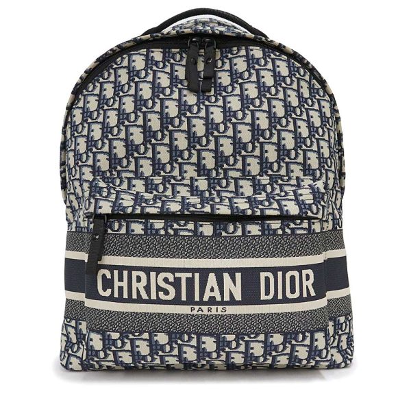 200013440019 Christian Dior Diortravel Backpack Oblique Jacquard Blue Beige Black