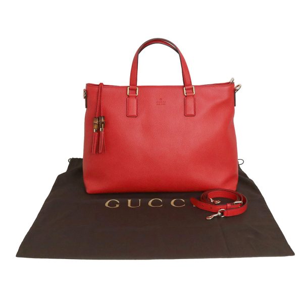 200013448019 2 Gucci Bamboo Tassel Fringe 2way Shoulder Bag Red