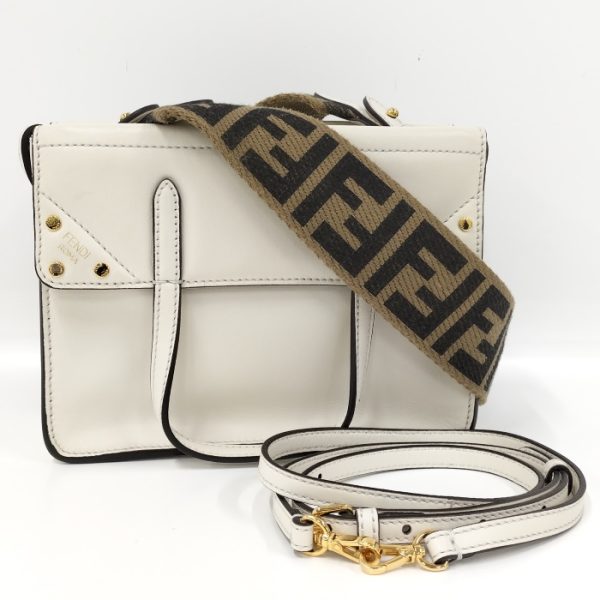 2000207257800070 1 Fendi Flip Small Leather Shoulder Bag Ivory