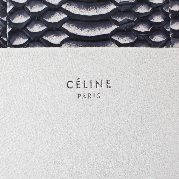 200089285018 8 Celine Solo Clutch Pouch Bag Bicolor Lambskin Leather Snake Python White