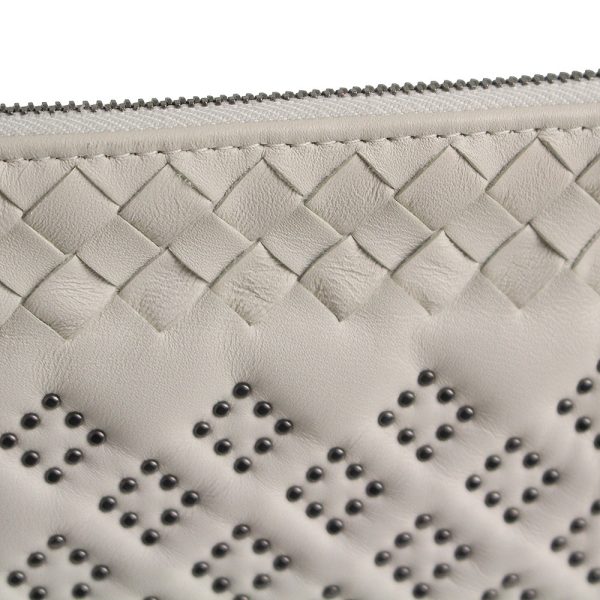 200089500018 11 Bottega Veneta Chain Shoulder Clutch Bag Ivory