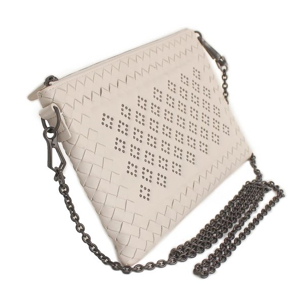 200089500018 4 Bottega Veneta Chain Shoulder Clutch Bag Ivory