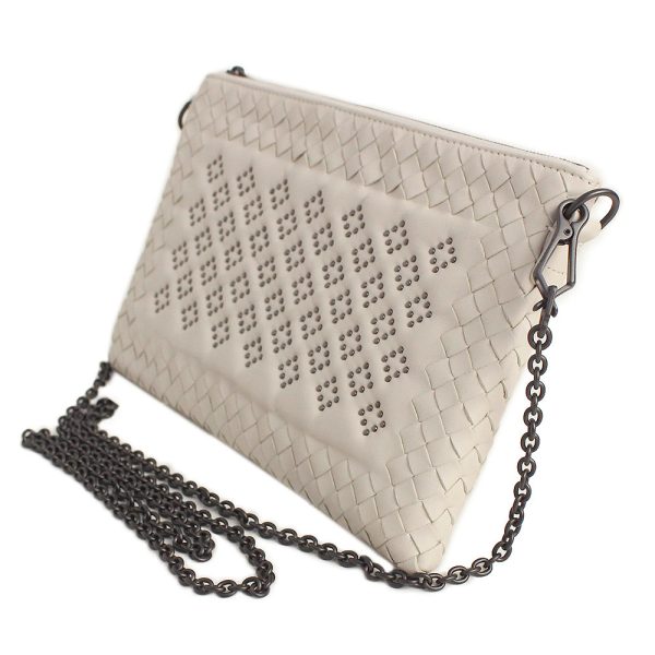 200089500018 5 Bottega Veneta Chain Shoulder Clutch Bag Ivory