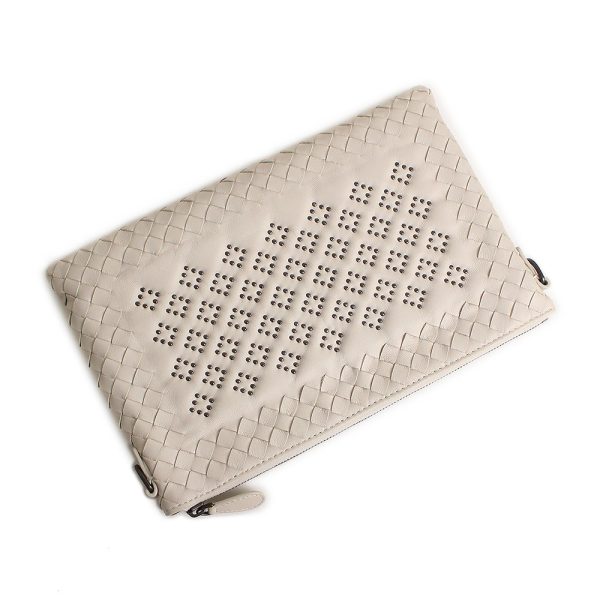 200089500018 6 Bottega Veneta Chain Shoulder Clutch Bag Ivory