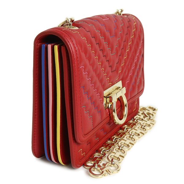 200091677018 3 Salvatore Ferragamo Gancini Chain Shoulder Bag Red